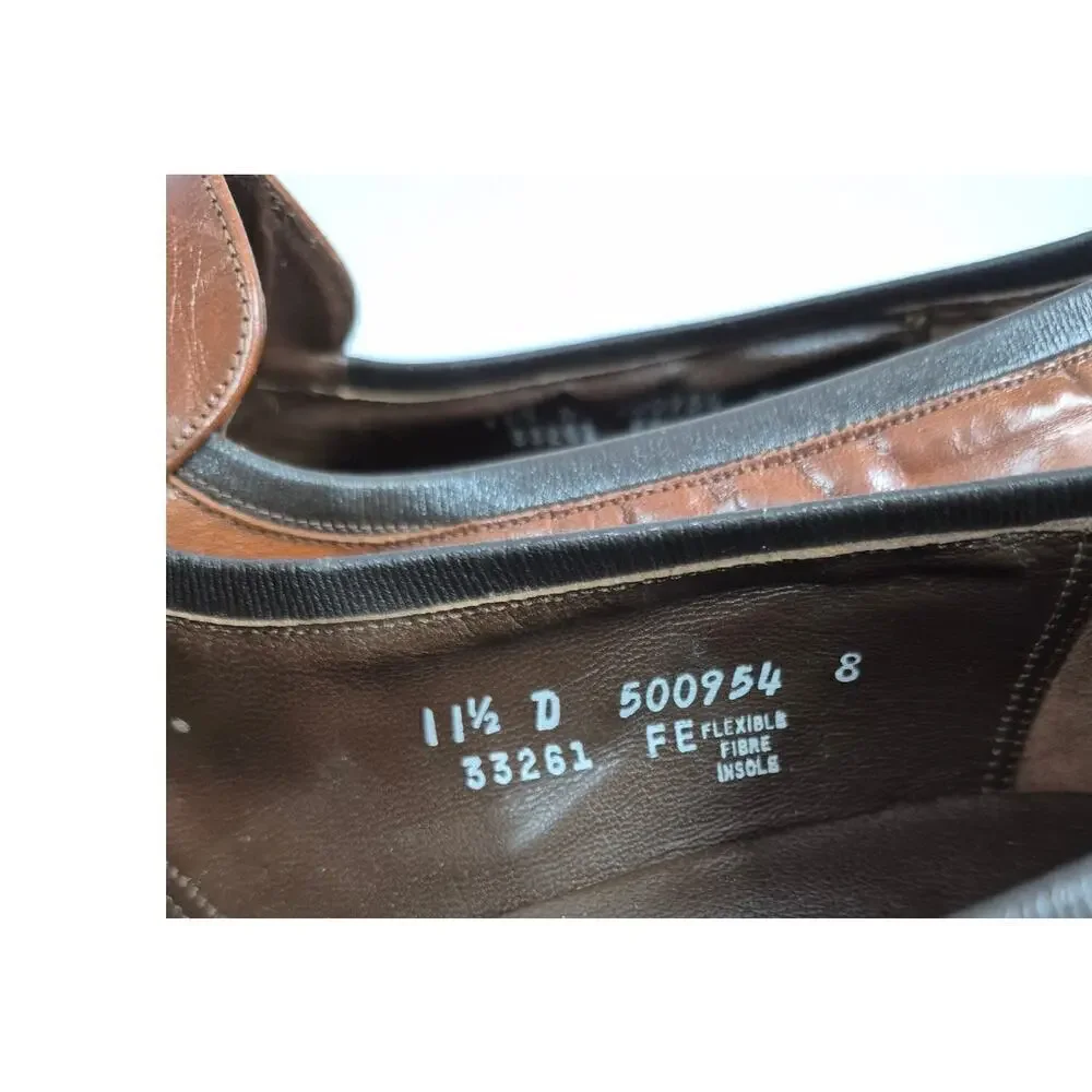 VTG Florsheim Designer Collection Cognac Brown Leather Wingtip Loafers Mens 11.5